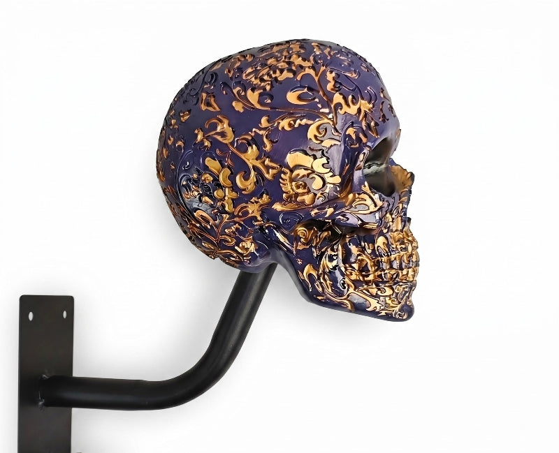 TYIIPLUS™ Skull Motorcycle Helmet Holder – Punk Skull Wall Mount Rack for Helmets, Jackets & Garage Decor