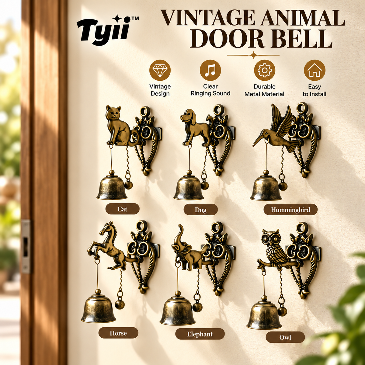 Vintage Animal Shaped Hanging Entry Chime