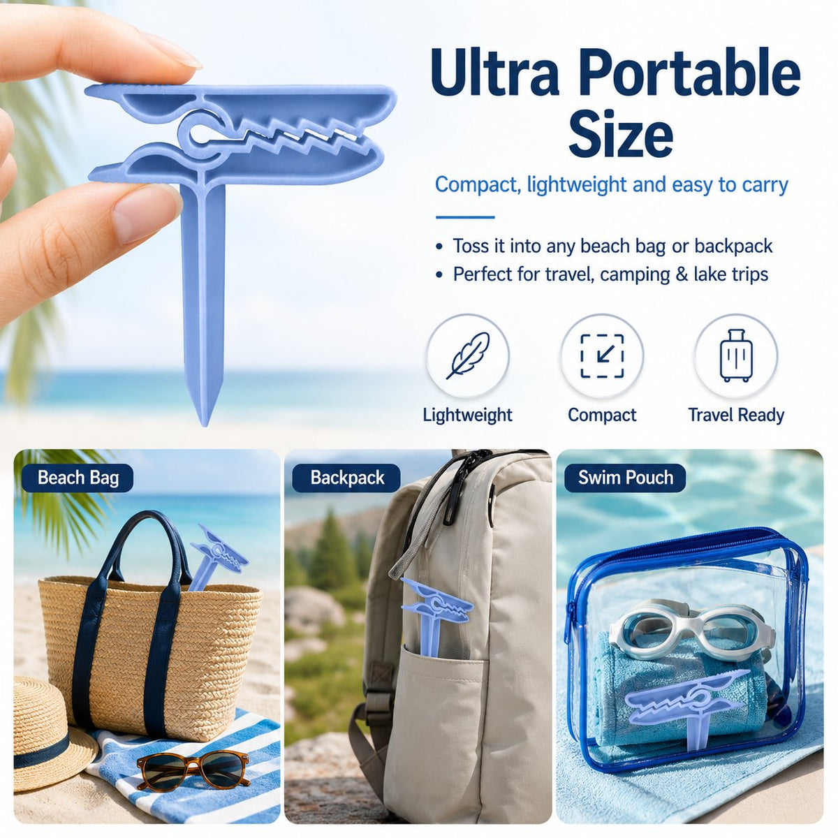 🦖 Dinosaur Shape Beach Towel Clips | Windproof Sand Secure Holder (4 Pcs)