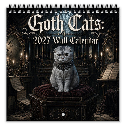 🐈‍⬛2027 Gothic Cat Wall Calendar – Dark & Mystical Cat Art Calendar for Home Decor & Cat Lovers