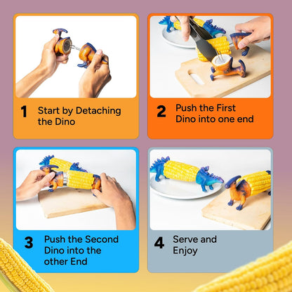 🦕💥2026 New Dinosaur Corn Holders for Corn On The Cob - Funny Corn Cob Holder for Kids and Adults with Stainless Steel Prongs