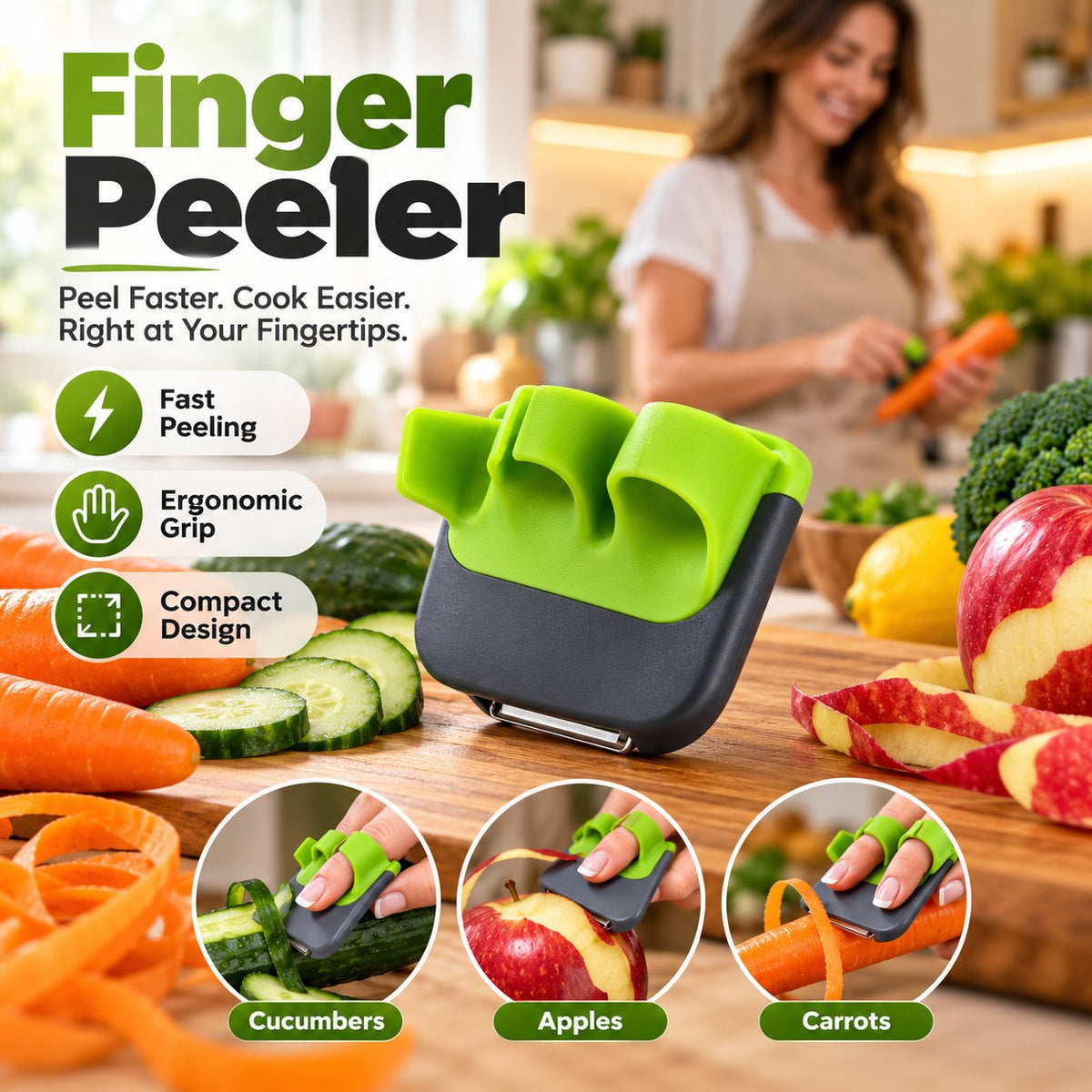🥒 Finger Peeler — Peel Faster, Cook Easier with Your Fingertips