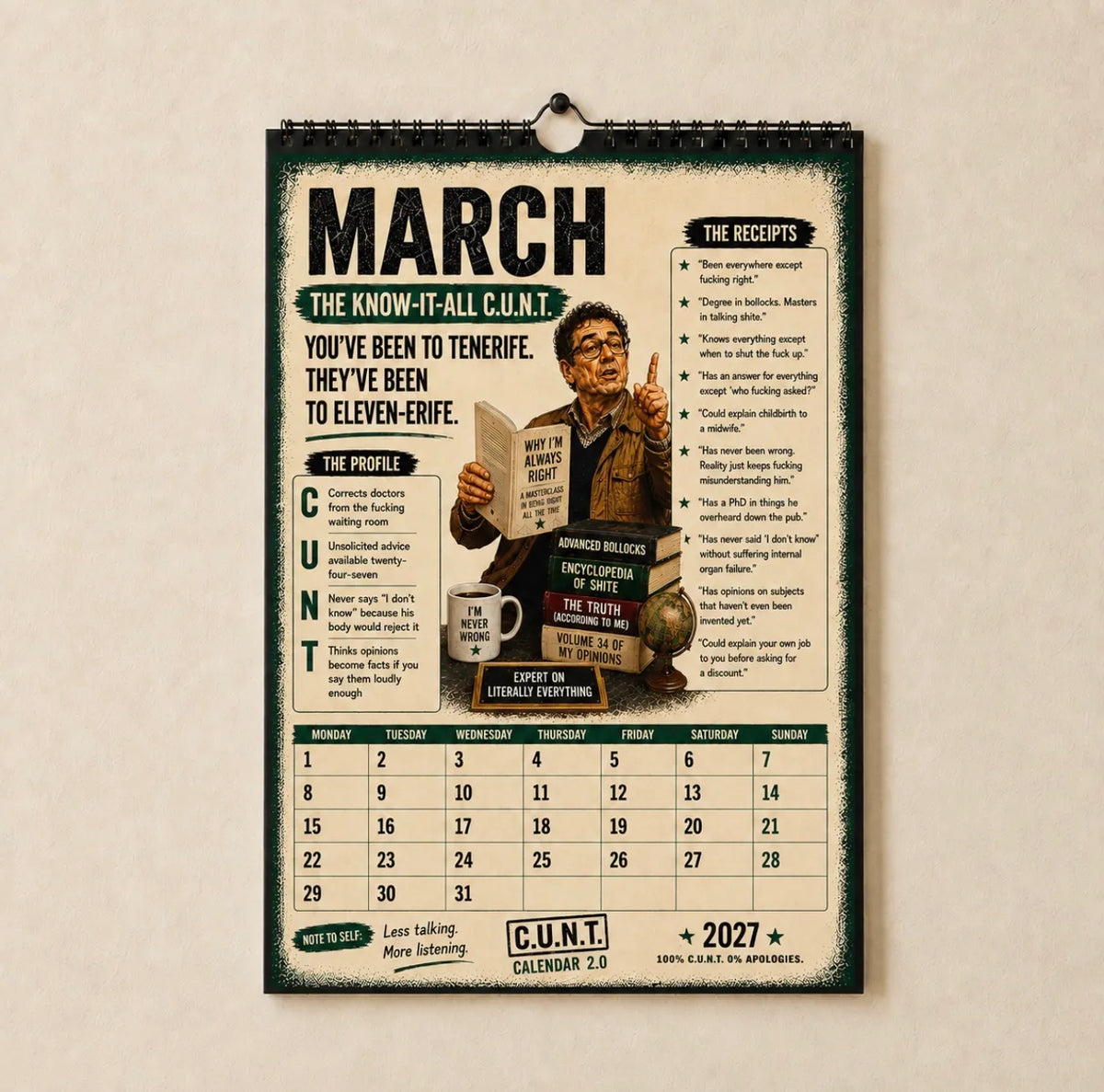 📅2027 C.U.N.T. Calendar 2.0 - The Calendar That Finally Has A Personality 😈