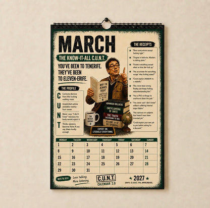 📅2027 C.U.N.T. Calendar 2.0 - The Calendar That Finally Has A Personality 😈