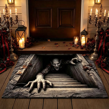 🎃 Halloween Front Door Mat – 3D Skull & Clown Horror Rug