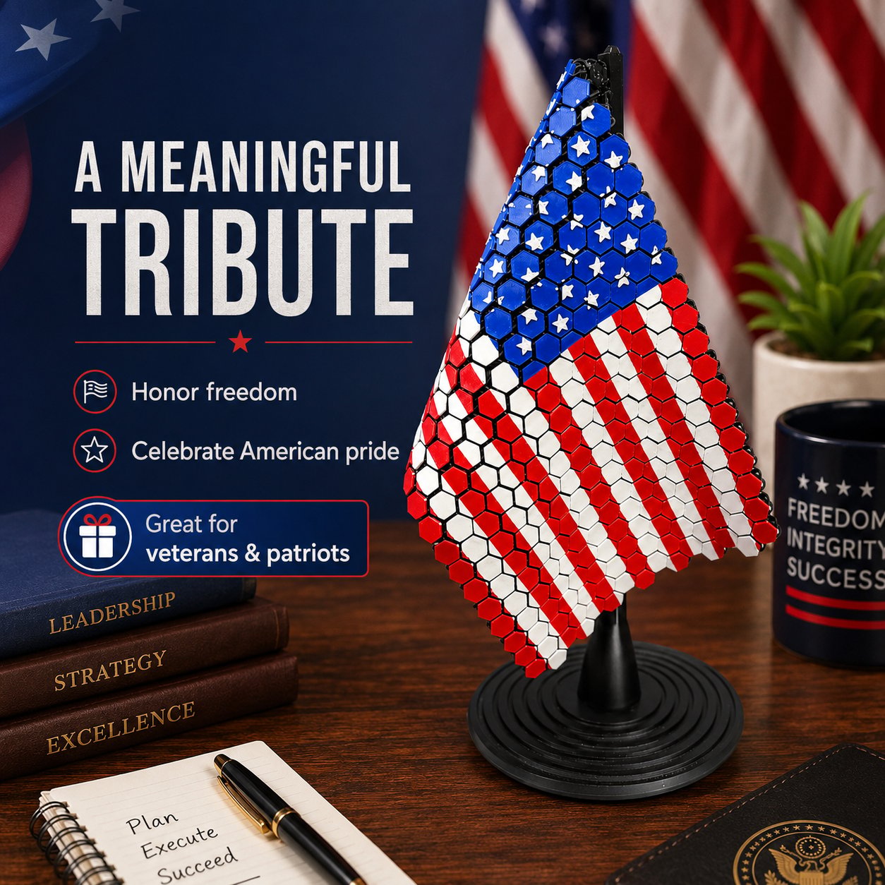 🇺🇸 Flag Chain Mail Patriotic Desk Decor