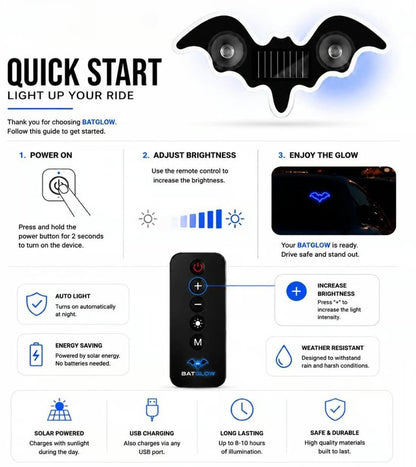 🦇Solar-Powered Bat Night Car Light