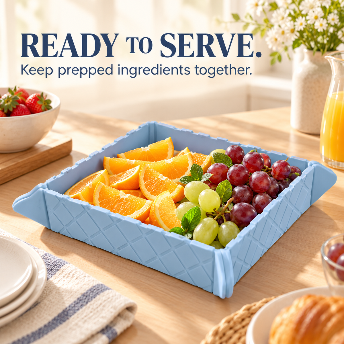 🥗 2 PCS Foldable Silicone Cutting Mat & Serving Tray