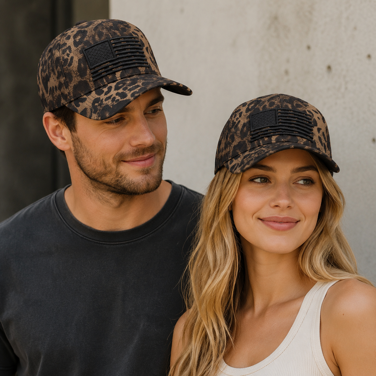 American Flag Camo Leopard Print Baseball Cap