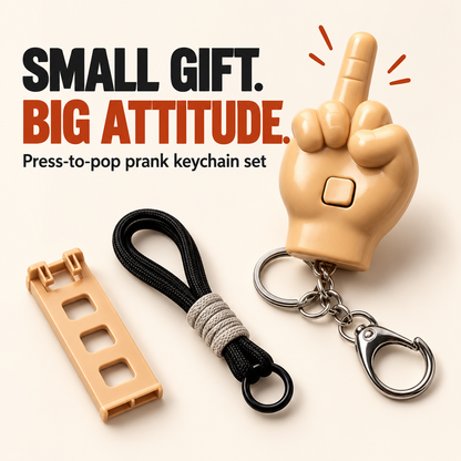 😂Press-to-Pop Middle Finger Keychain & Phone Stand Set