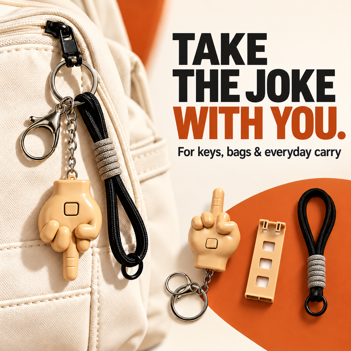 😂Press-to-Pop Middle Finger Keychain & Phone Stand Set