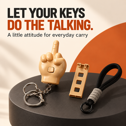 😂Press-to-Pop Middle Finger Keychain & Phone Stand Set