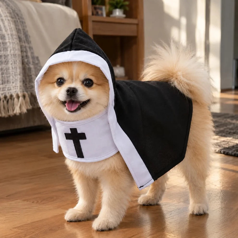 Pet Nun Costume – Funny Halloween Outfit for Dogs & Cats