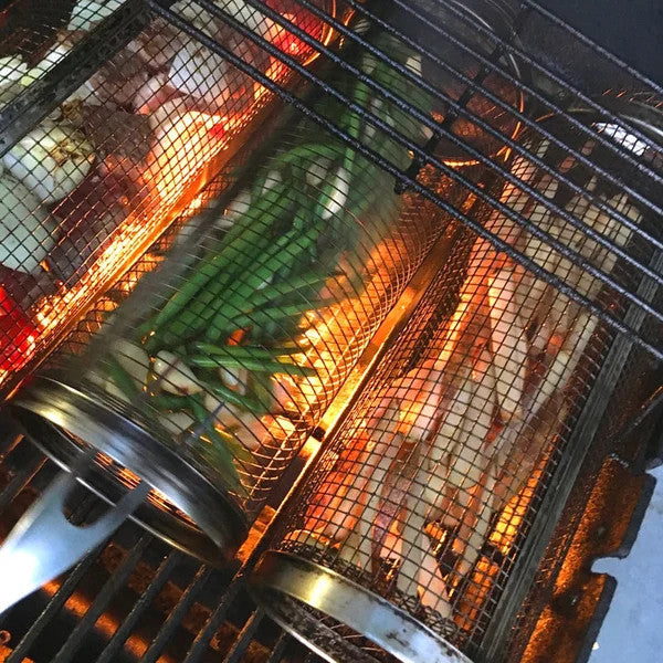 360° Rolling Grill Basket – Keep Veggies Together, Flip with Less Fuss