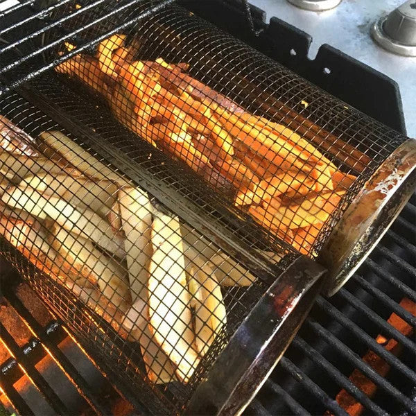 360° Rolling Grill Basket – Keep Veggies Together, Flip with Less Fuss