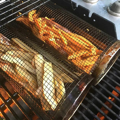 360° Rolling Grill Basket – Keep Veggies Together, Flip with Less Fuss