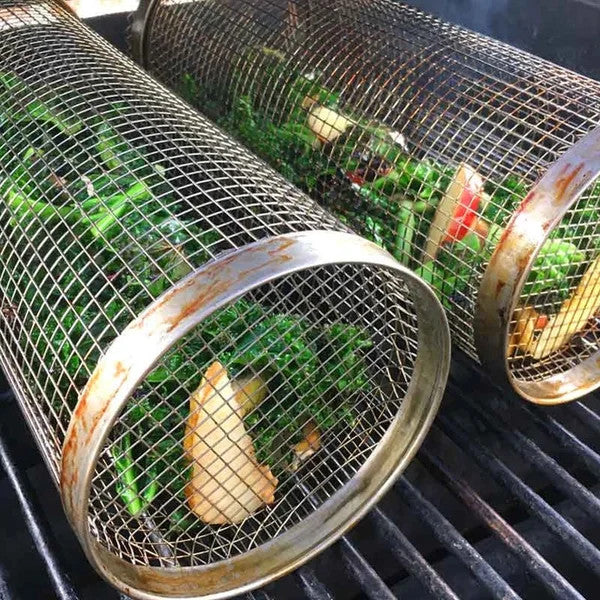 360° Rolling Grill Basket – Keep Veggies Together, Flip with Less Fuss